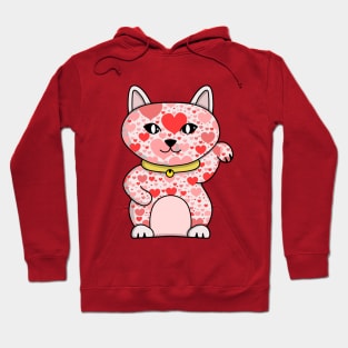 Lucky Cat Full of Hearts Hoodie